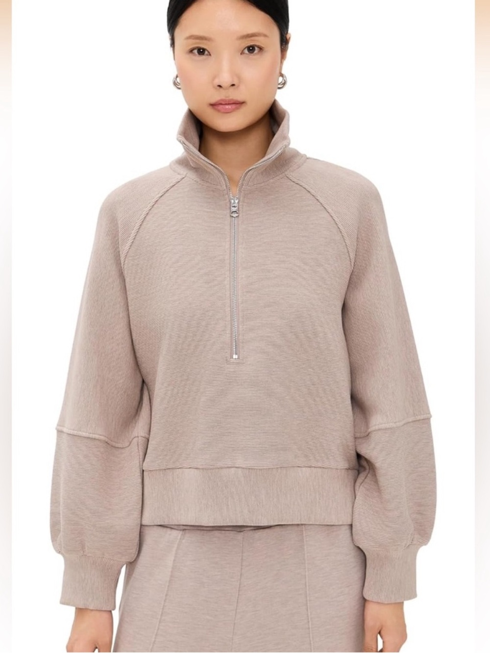Quarter-Zip Cozy Pullover Sweater in Mauve